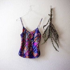 Silk boho paisley floral blouse camisole